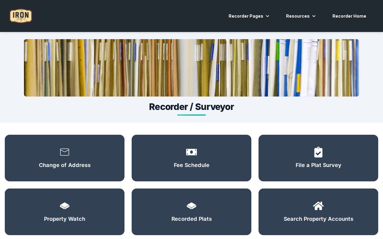Iron County EagleWeb property and recorded document search entry