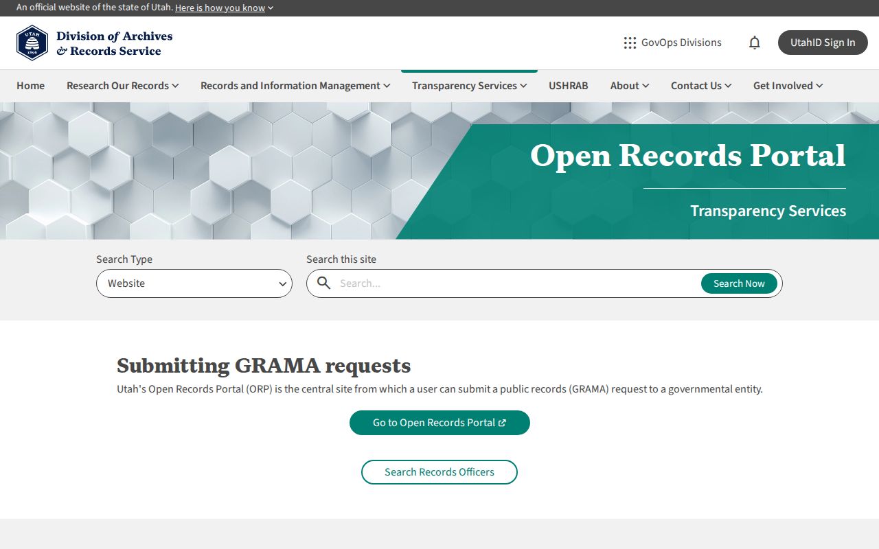 Utah GRAMA open records portal