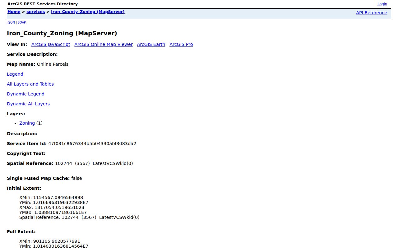 Iron County zoning map service for Cedar City address research