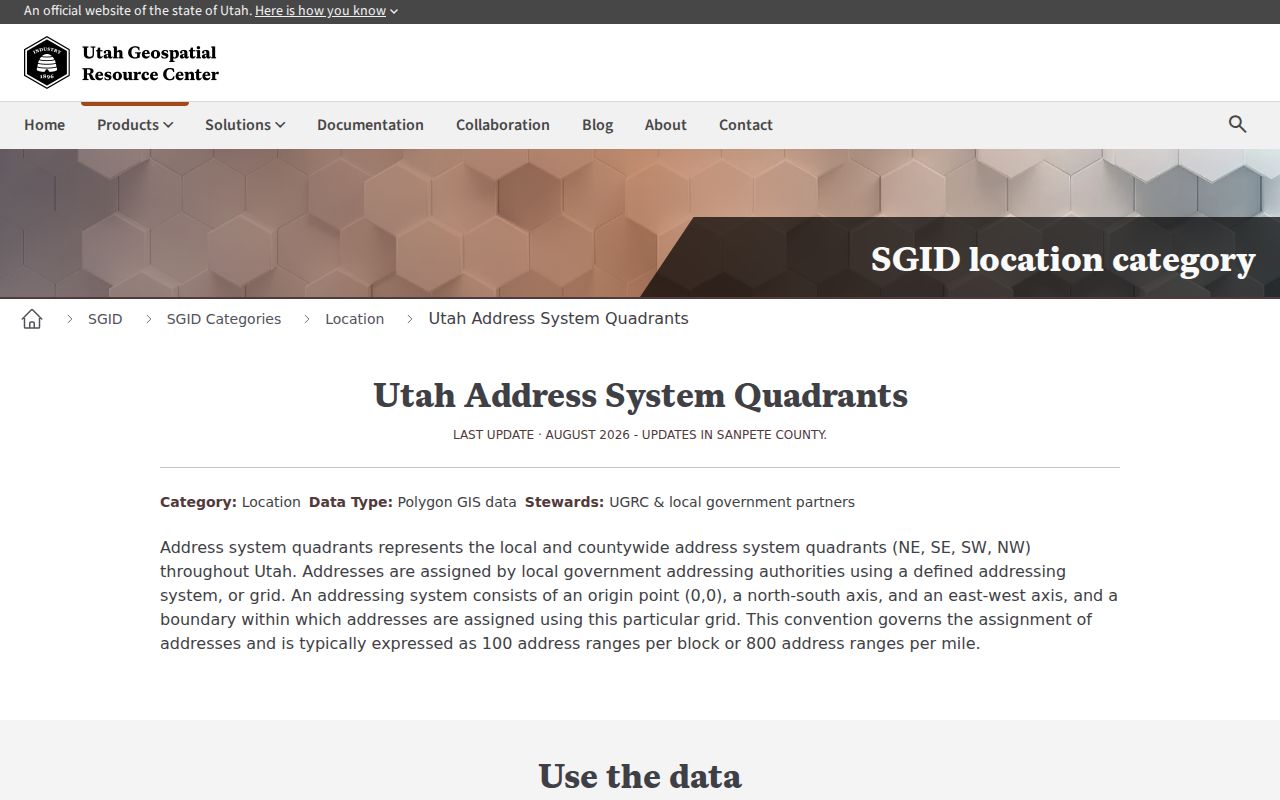 Utah address quadrant origins used to normalize Cedar City streets